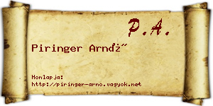 Piringer Arnó névjegykártya
